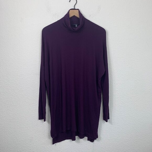 Eileen Fisher Purple Plum Turtleneck Tunic Long Sleeve Large Viscose Spandex - Picture 3 of 6